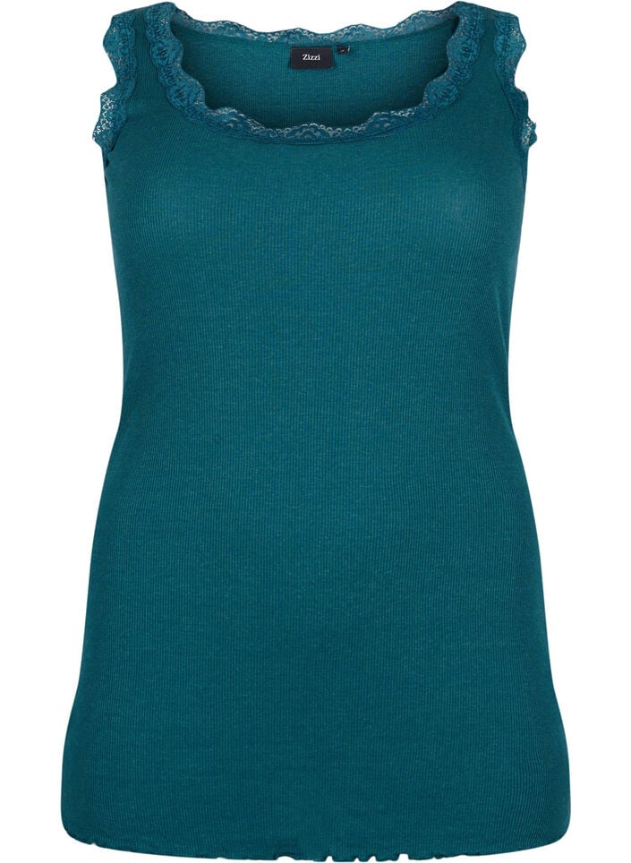 Topp med blondekant, Gr&oslash;nn, Packshot image number 0