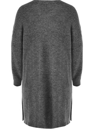 Zizzi Ribbestrikket kjole med lange ermer, Dark Grey Black Mel., Packshot image number 1