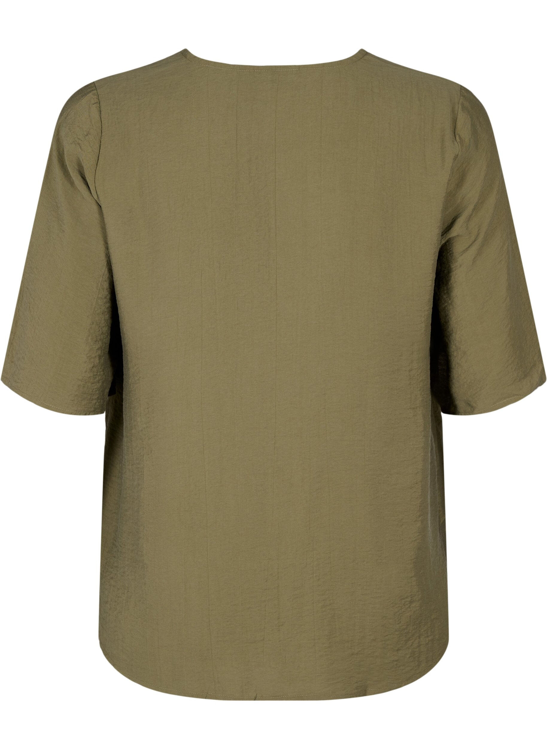 Zizzi Viskosebluse med V-hals og broderidetaljer, Gr&oslash;nn, Packshot image number 1