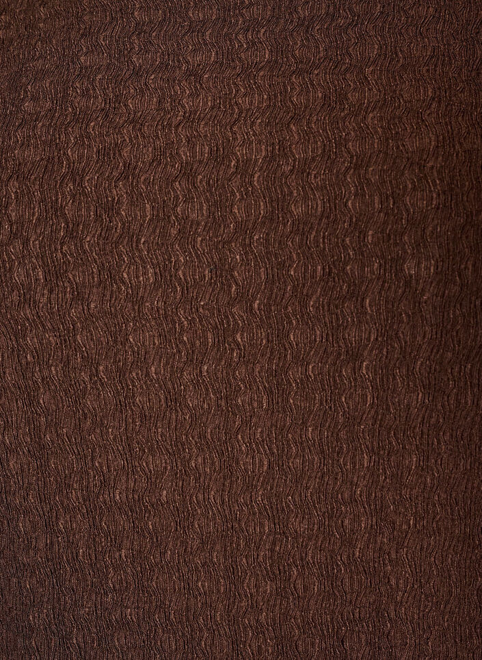 Midikjole med b&oslash;lget tekstur og lange ermer, Brun, Packshot image number 2