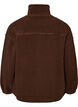 Teddyjakke med brodert kant i hullm&oslash;nster og h&oslash;y hals, Brun, Packshot image number 1