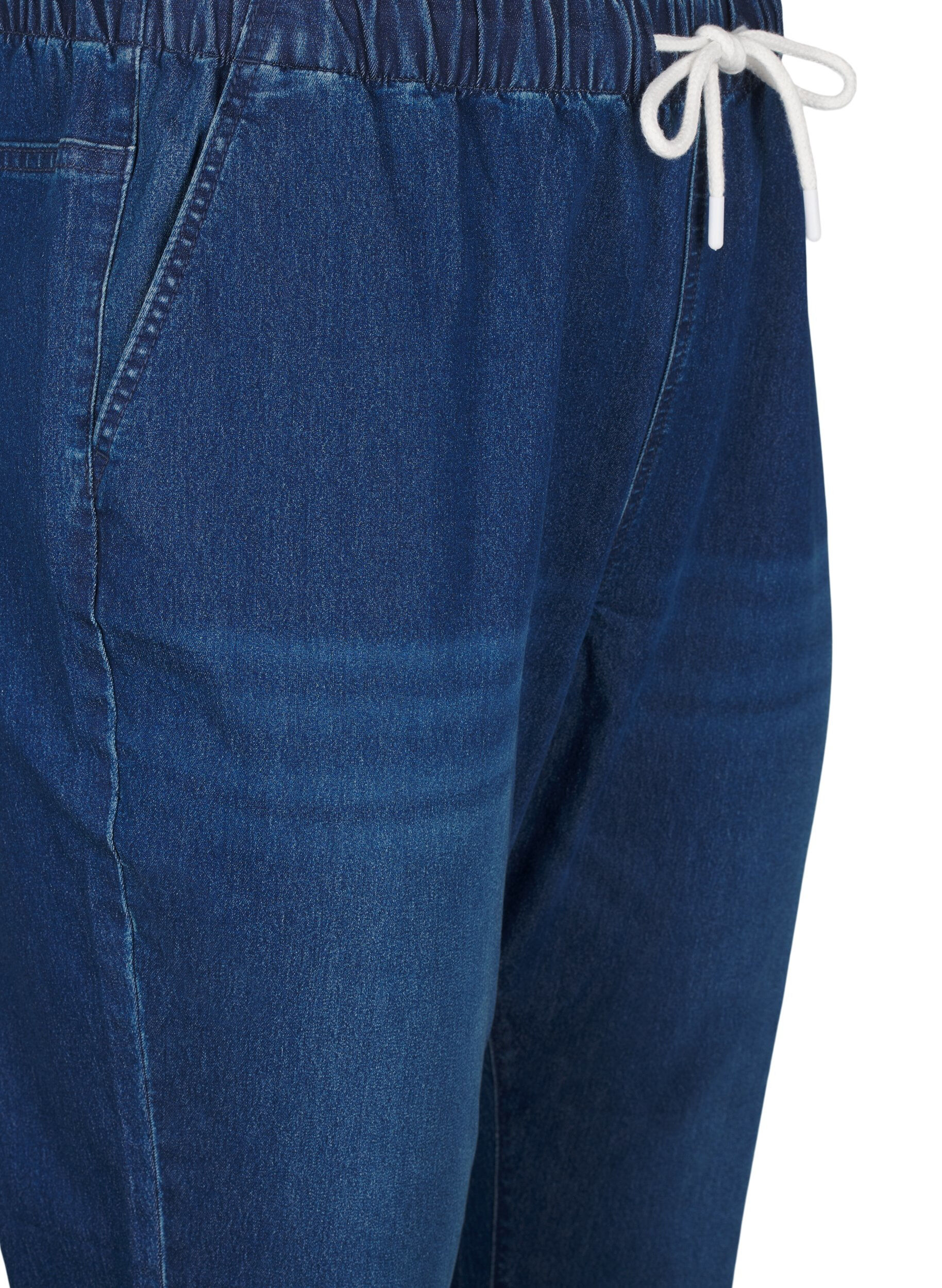 ZizziJoggebukse i denim med lommer, Bl&aring;, Packshot image number 2