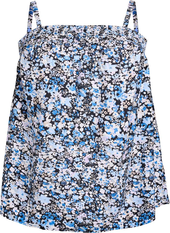 Topp i viskose med smale stropper, Svart, Packshot image number 0