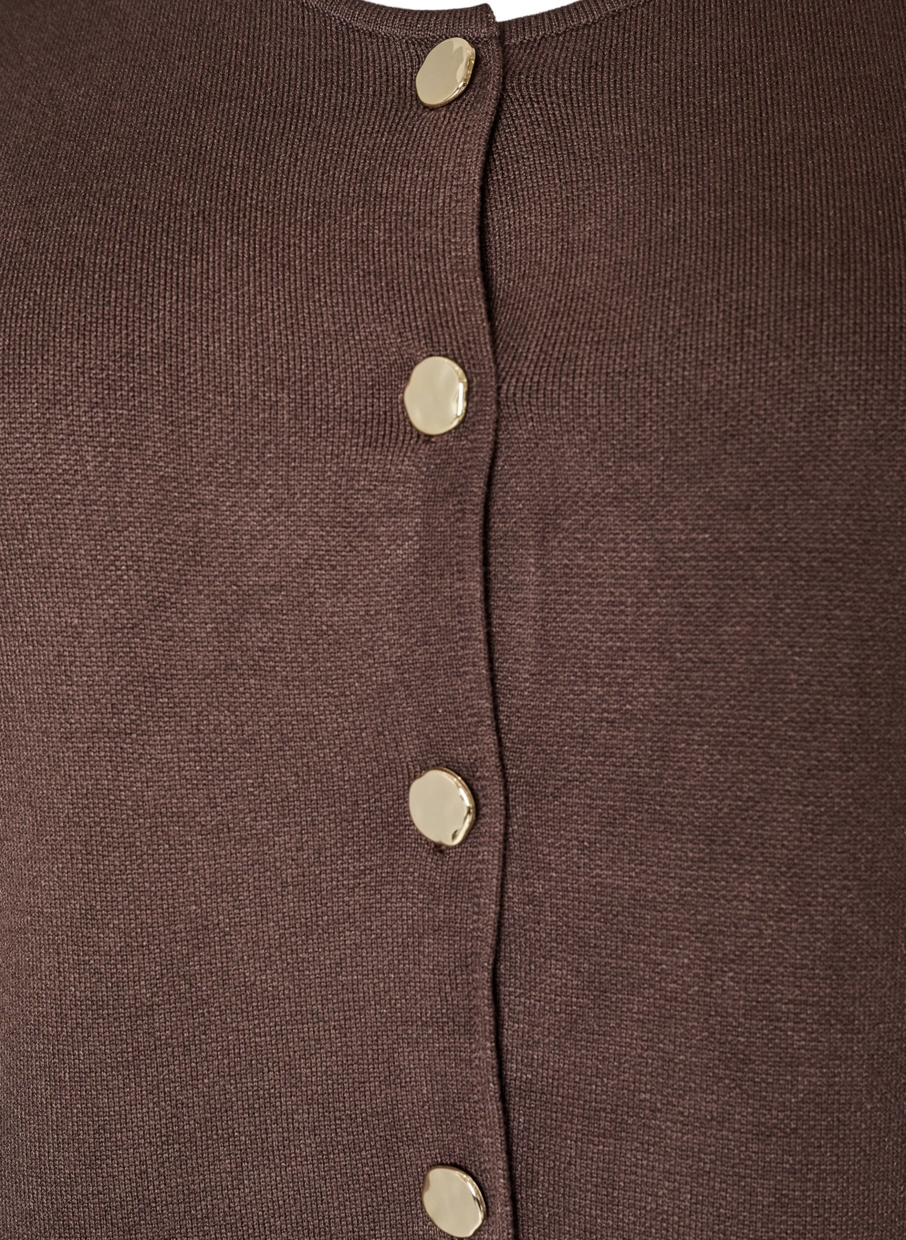 ZizziErmel&oslash;s strikkevest med dekorative knapper, Brun, Packshot image number 2