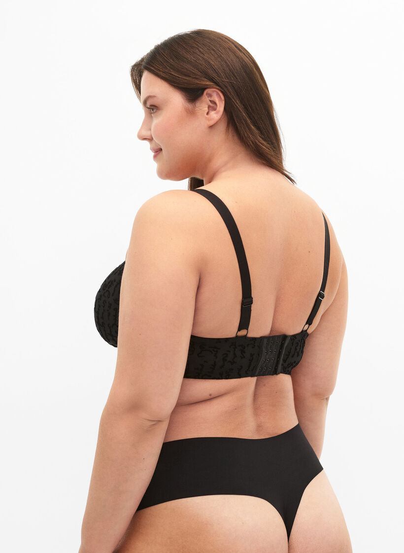 Heldekkende BH med teksttrykk, Black, Model image number 1