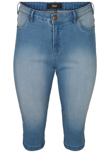 Amy capribukser med høyt liv og super slim fit, Light blue denim, Packshot image number 0
