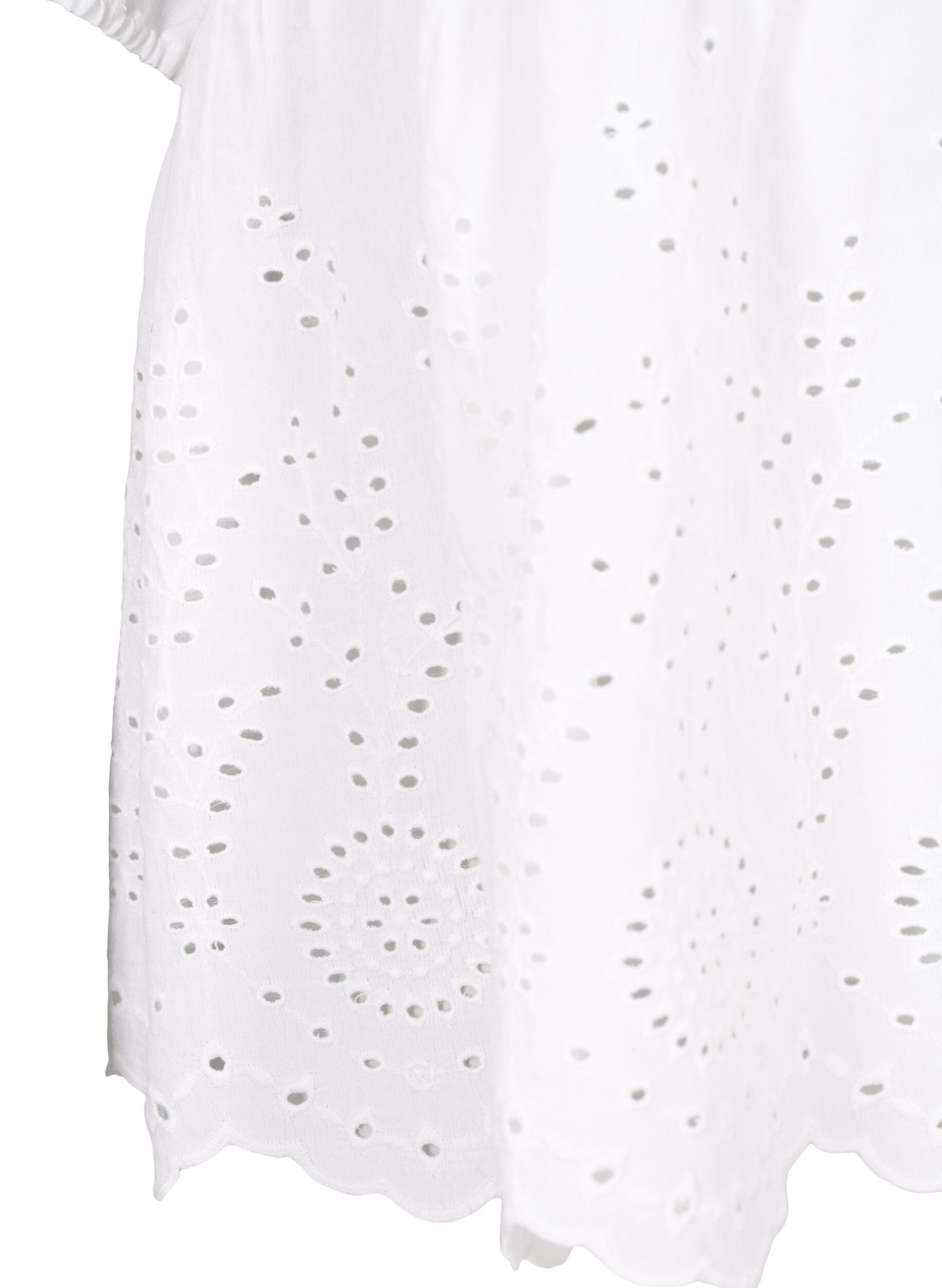 Zizzi Bluse i viskose med engelsk broderi, Bright White, Packshot image number 3