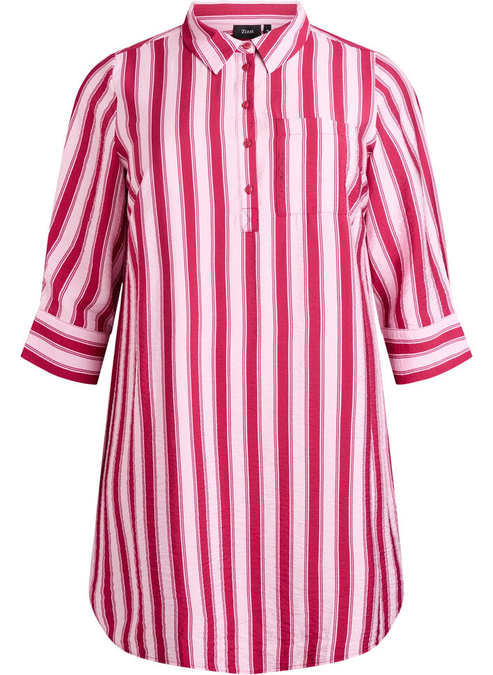 Kort kjole med krage og brystlomme, Rosa, Packshot image number 0