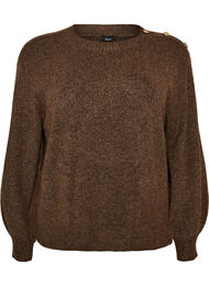 Strikket bluse med knappdetalj, Brun
