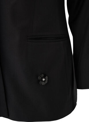 Zizzi Blazer med paljettblomster, Black, Packshot image number 3