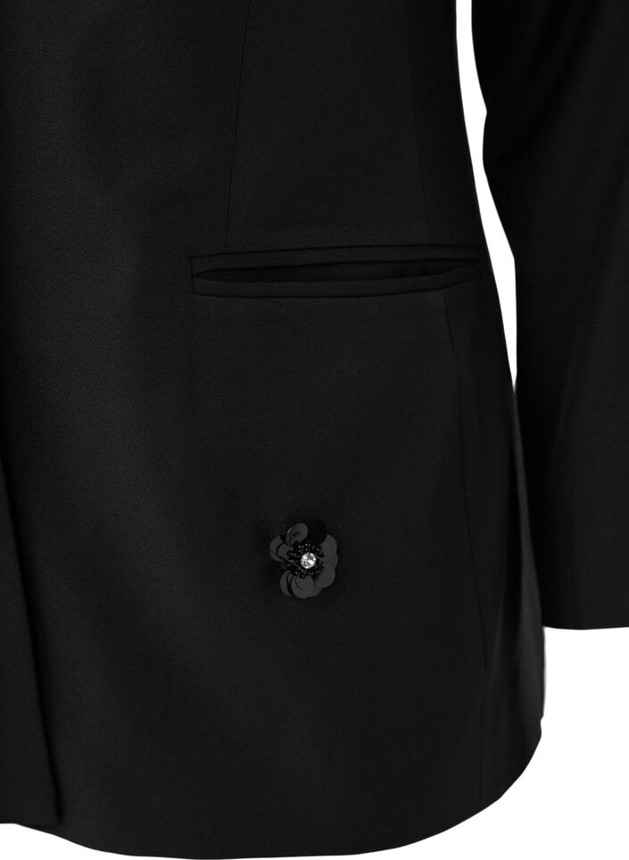 Blazer med paljettblomster, Black, Packshot image number 3