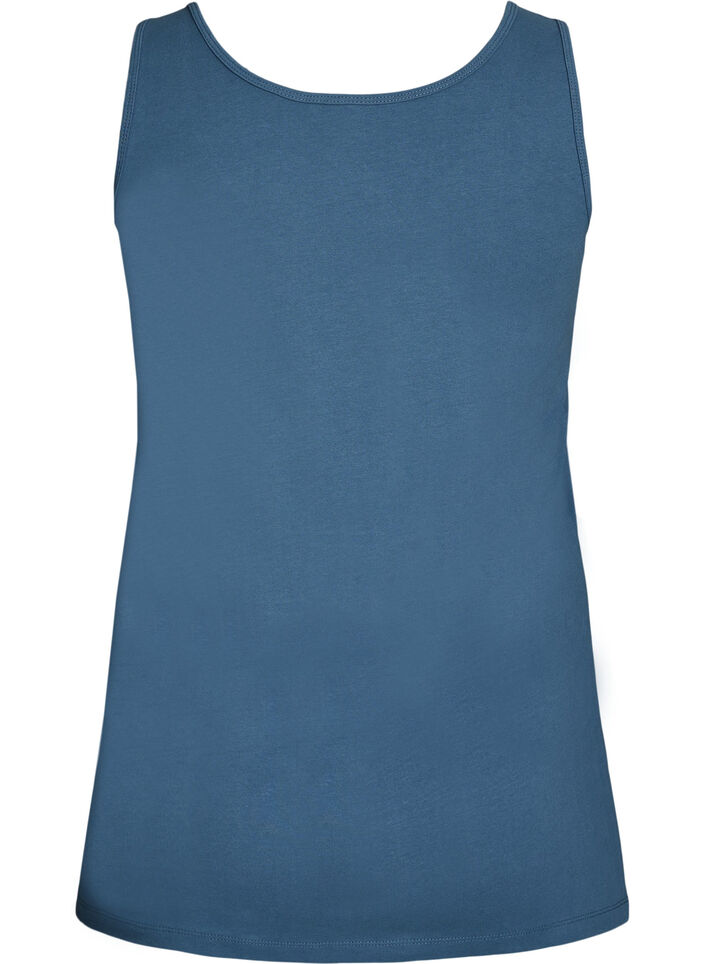 Ensfarget basic topp i bomull, Gr&aring;, Packshot image number 1