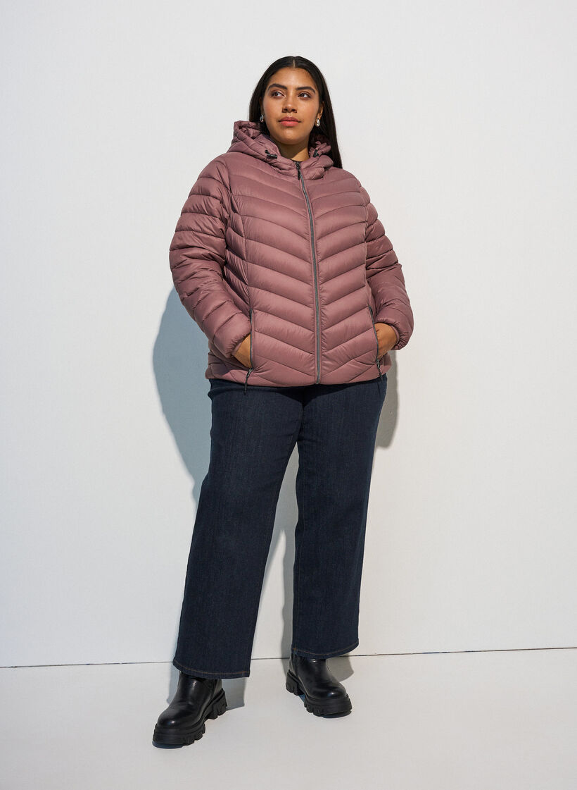 Lett jakke med hette, Rosa, Model image number 1