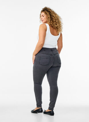 Zizzi Super slim Amy jeans med høyt liv, Black, Model image number 1
