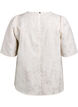 Bluse med jacquard mønster og puffede ermer, Vanilje, Packshot image number 1