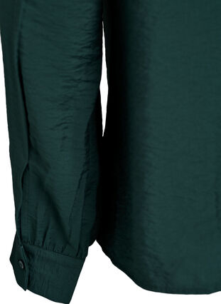 Zizzi Bluse med V-hals og broderte bånd, Grønn, Packshot image number 3