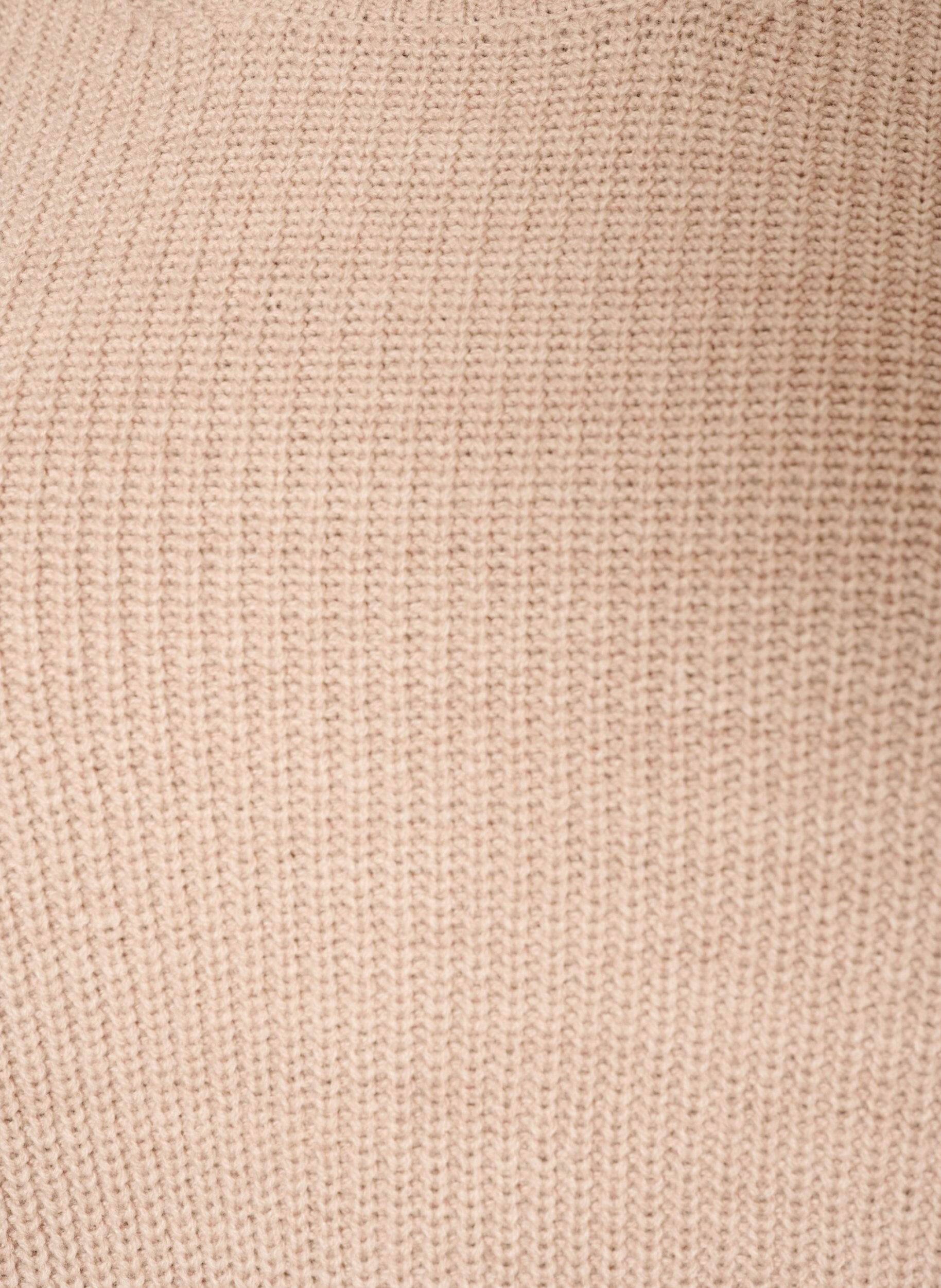 ZizziStrikket bluse med ribbestruktur og knappdetaljer, Beige, Packshot image number 2