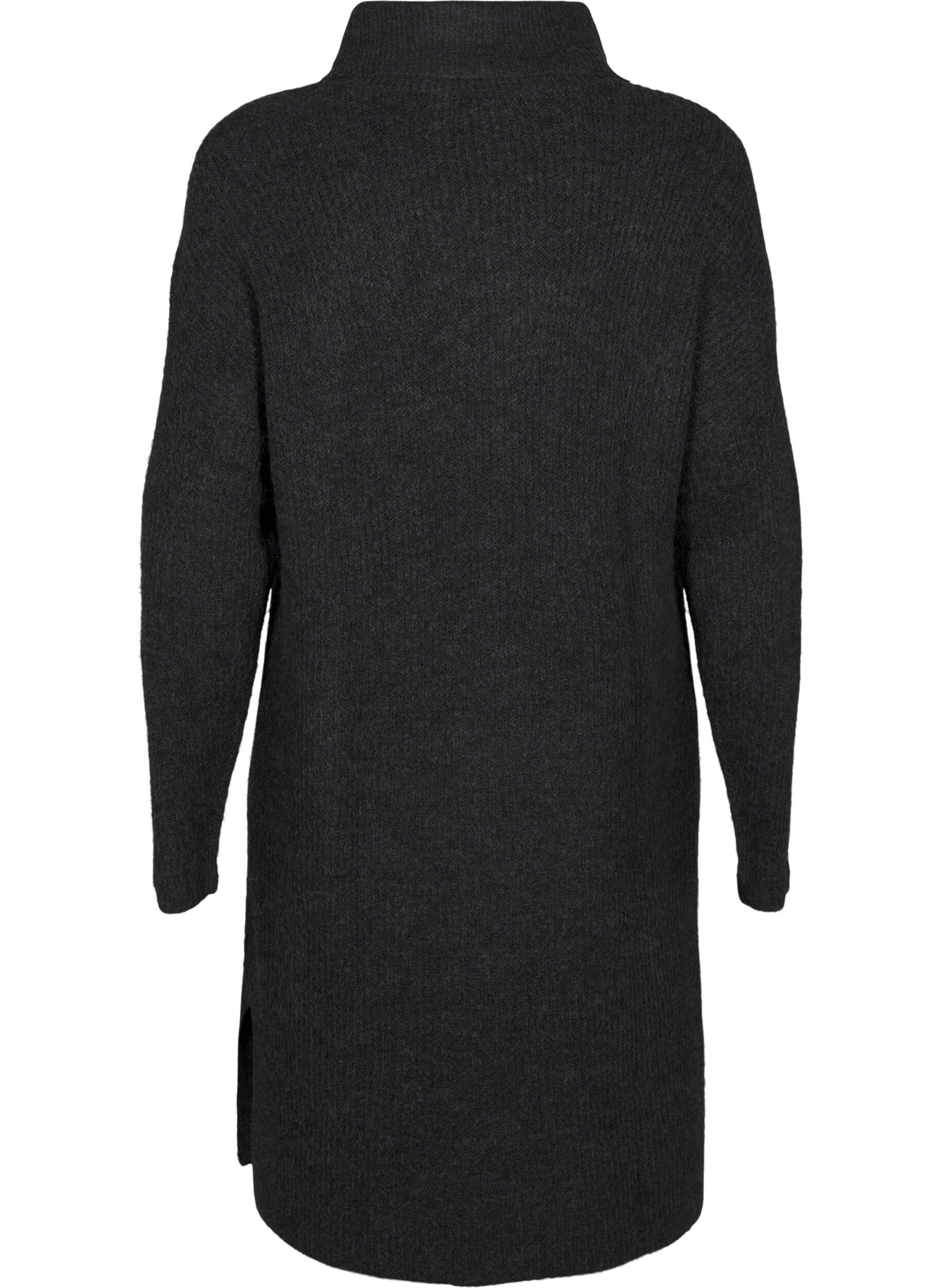 ZizziStrikket kjole med h&oslash;y hals, Gr&aring;, Packshot image number 1