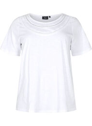 T-skjorte av bomull med blondekant, Bright White