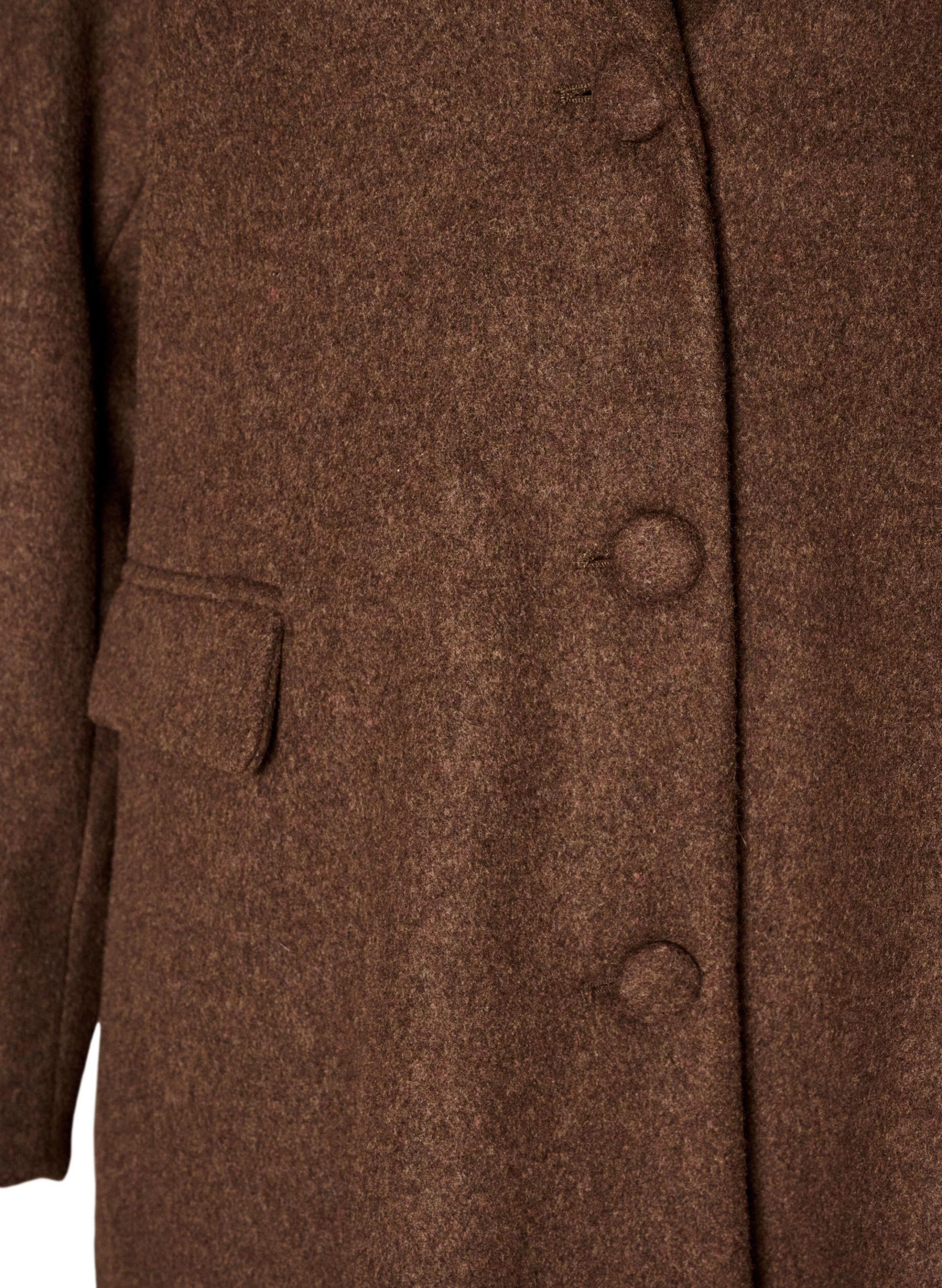 ZizziUllblandet k&aring;pe med slag og knapper, Brun, Packshot image number 2