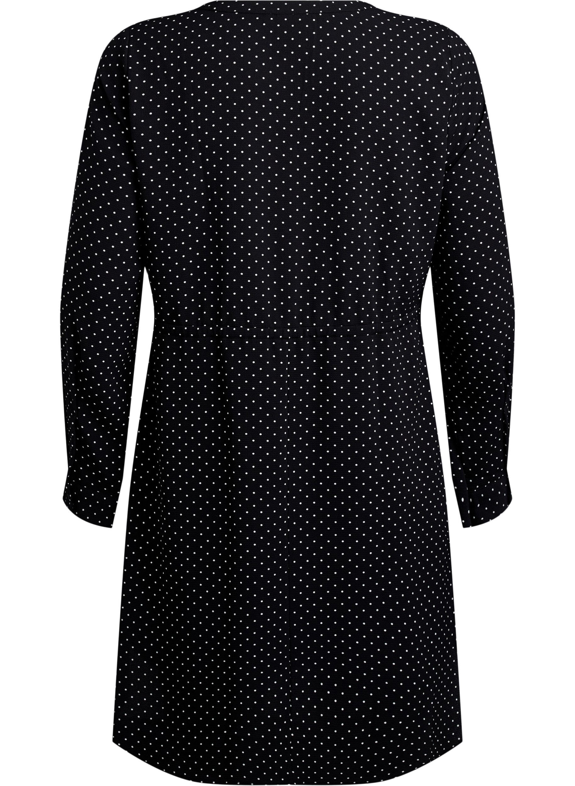 Zizzi Knelang kjole med knytebelte, Svart, Packshot image number 1