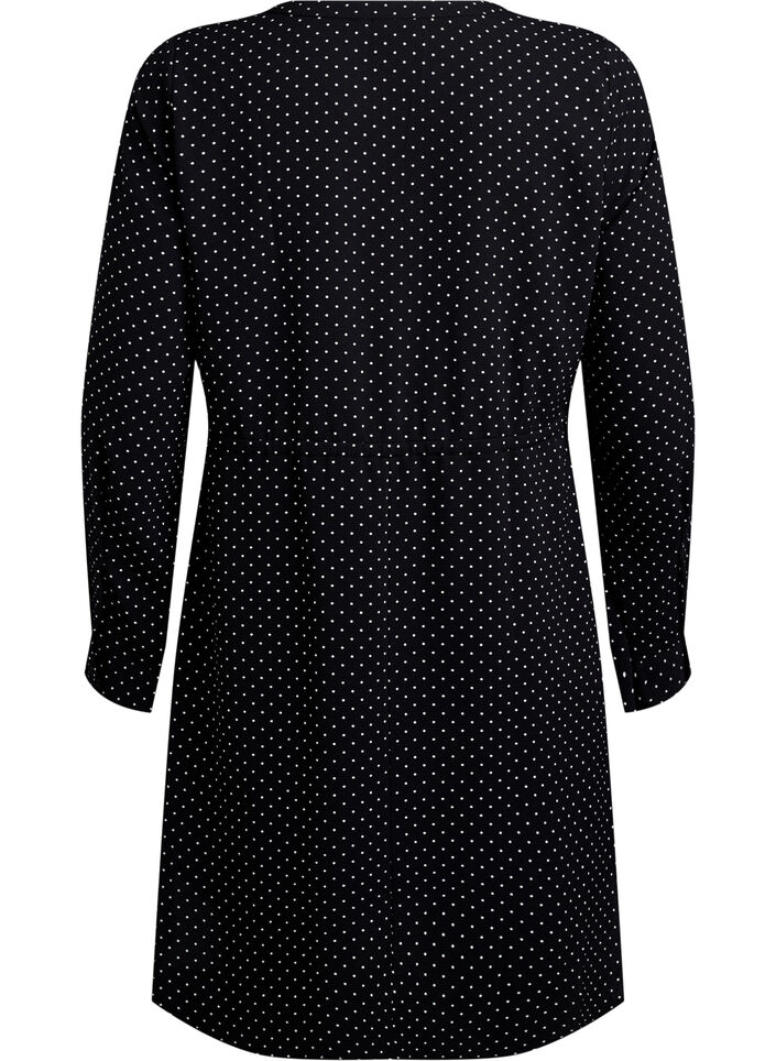 Knelang kjole med knytebelte, Svart, Packshot image number 1