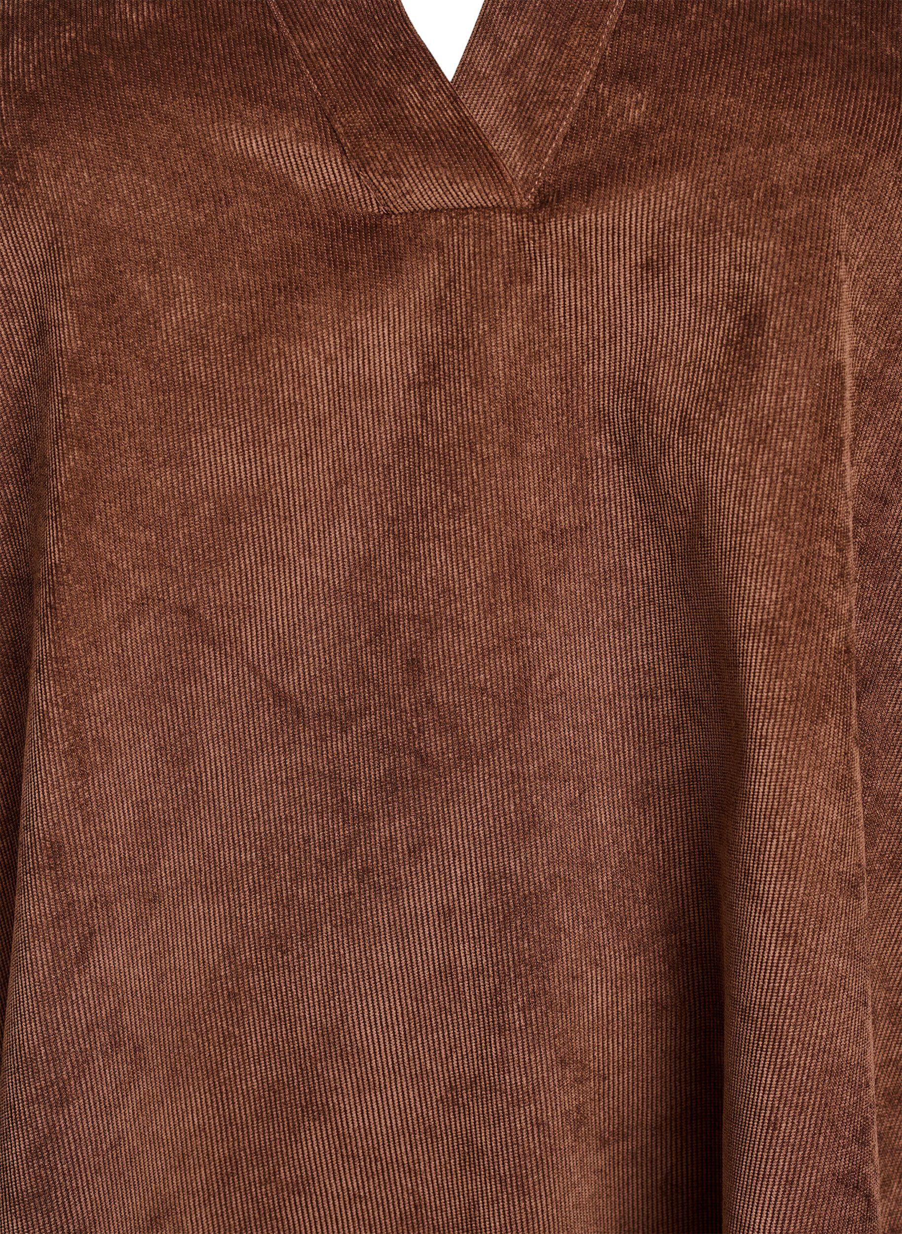 Zizzi Kort fl&oslash;yelskjole med lange ermer, Brun, Packshot image number 2