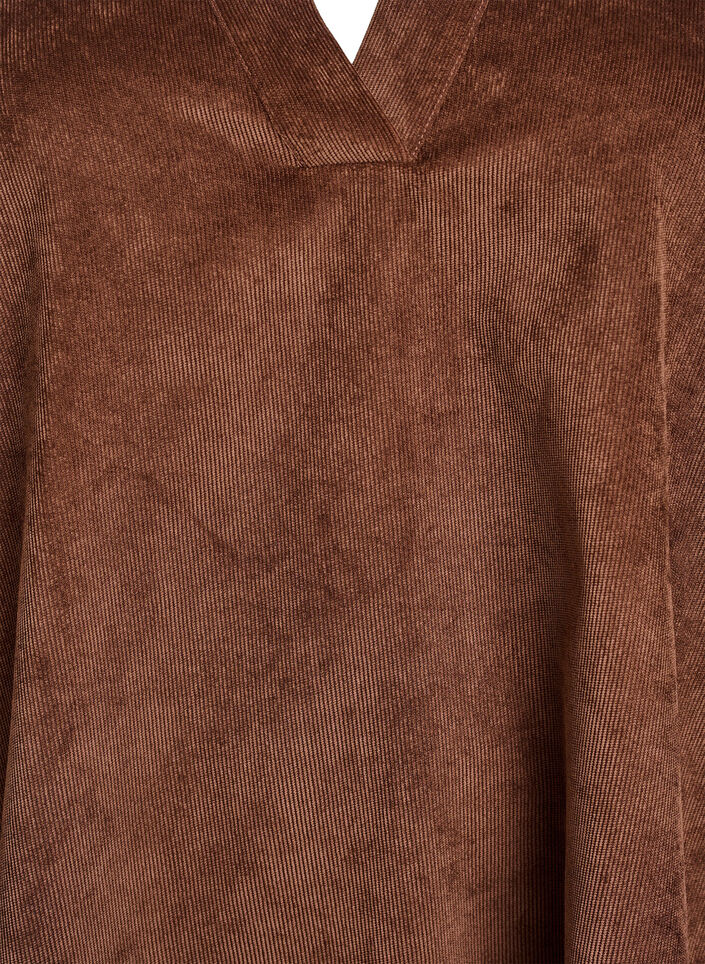 Kort fløyelskjole med lange ermer, Brun, Packshot image number 2