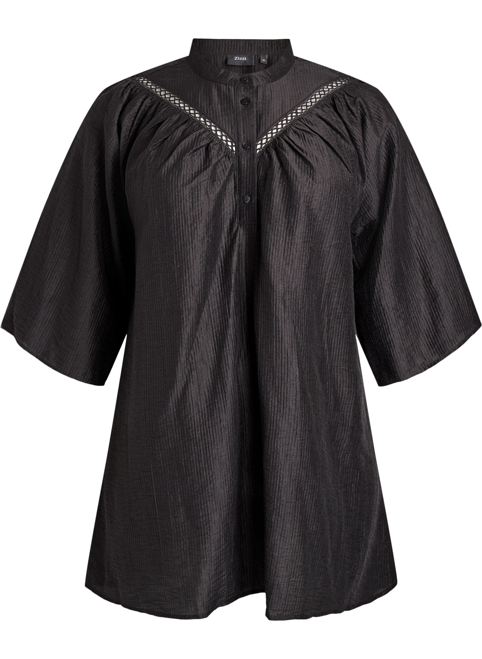 Tunika med hekledetaljer og stripet tekstur