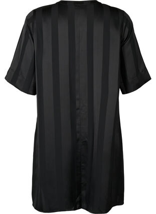 A-lineskåret kjole med striper og halvlange ermer, Black, Packshot image number 1