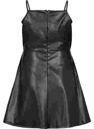 Kjole i imitert skinn med A-form, Black, Packshot image number 1