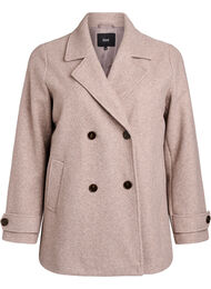 Kort kåpe med dobbeltradede knapper, Beige