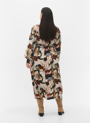 Maxi-kjole i viskose med print, Black AOP, Model image number 1