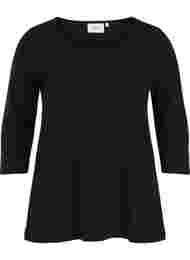 Basis T-skjorte i bomull med 3/4 ermer, Black