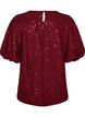 Paljettbluse med ballongermer, R&oslash;d, Packshot image number 1