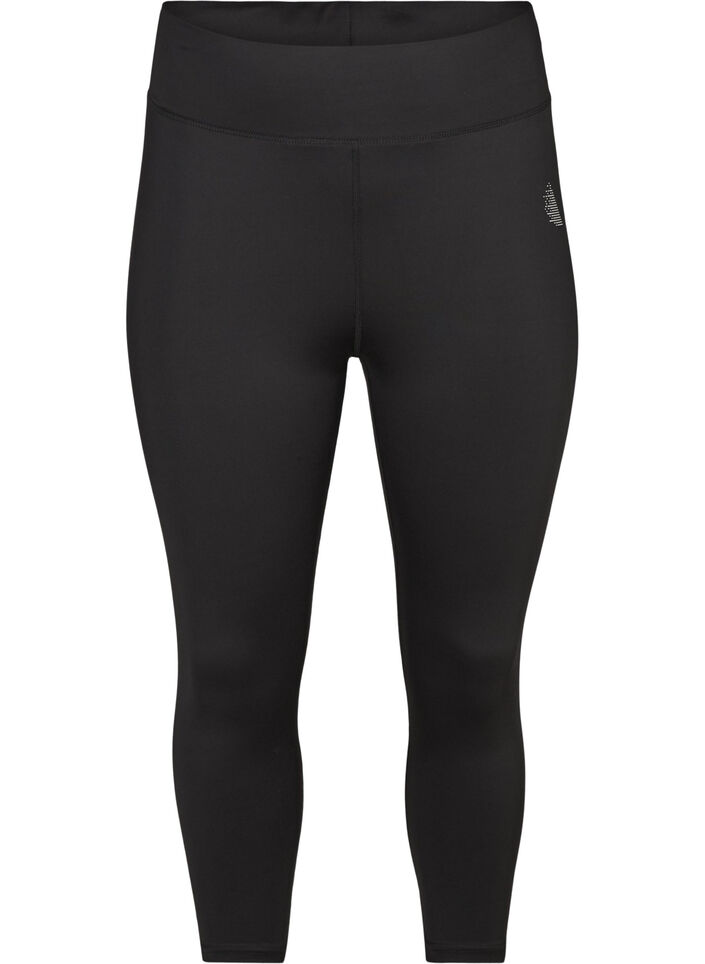 Tettsittende capribukser til trening, Svart, Packshot image number 0