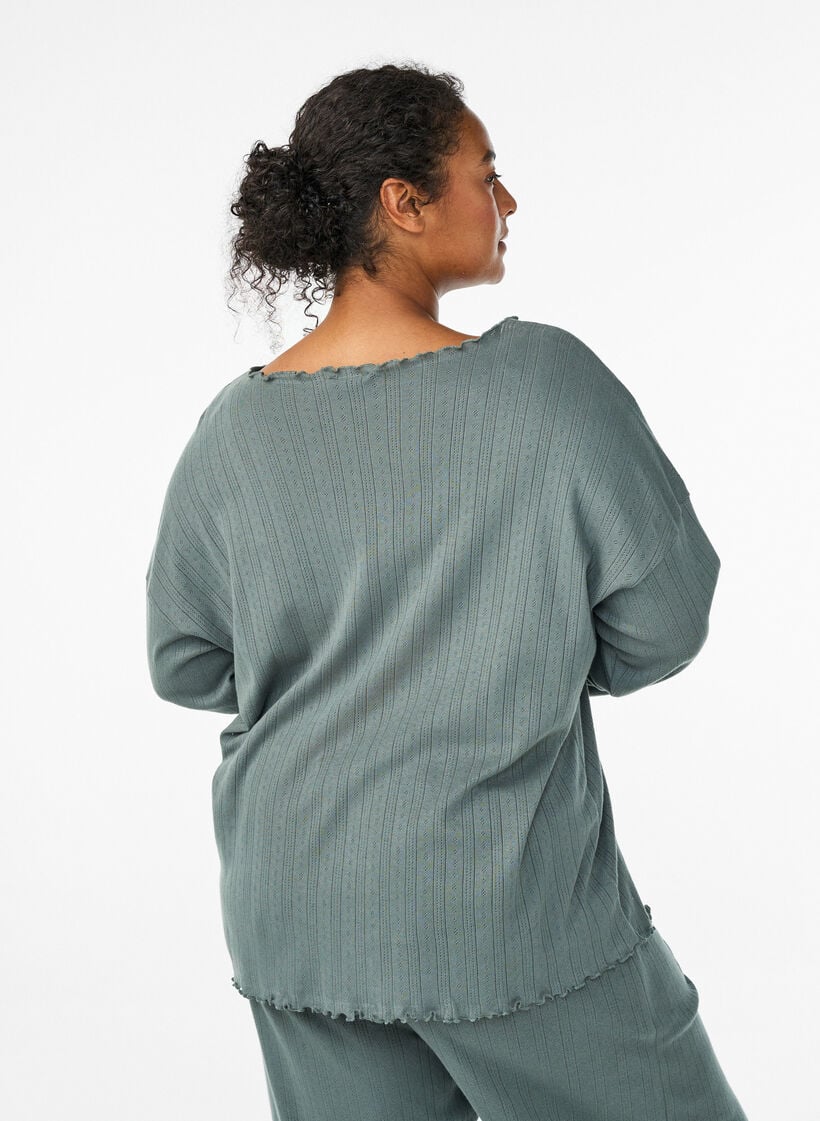 Nattkjole i organisk bomull, Grønn, Model image number 2