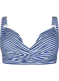 Mønstret bikinitopp med bøyle, Blue Striped