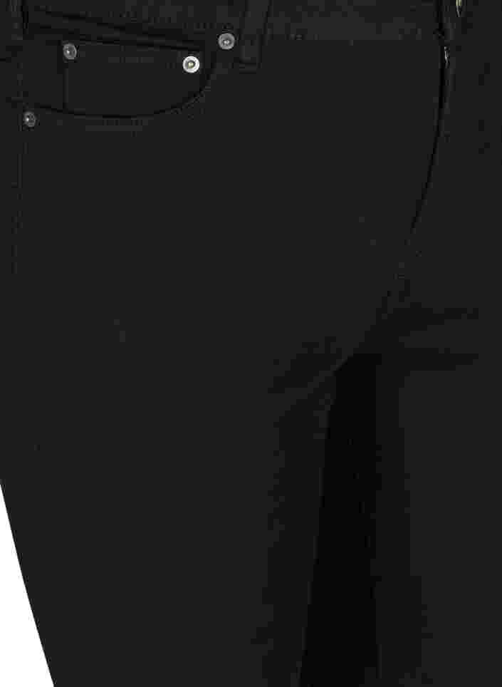 Tettsittende denimshorts med rå kanter, Black, Packshot image number 2