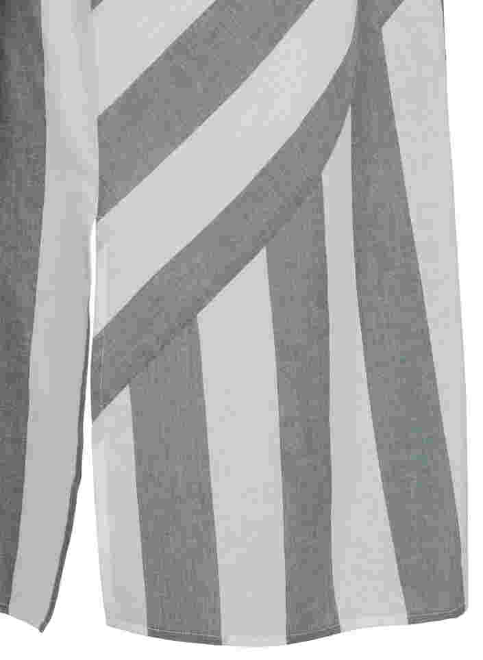 Kortermet skjortekjole i bomull med striper, Thyme Stripe, Packshot image number 3