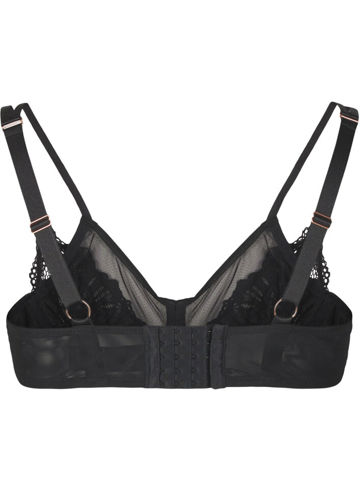 Bh med full dekning, blonder og mesh, Black, Packshot image number 1