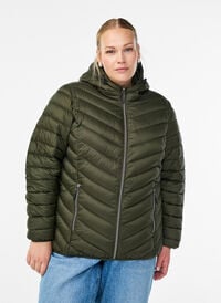 Lett jakke med hette, Grønn Lett jakke med hette, Grønn, Model