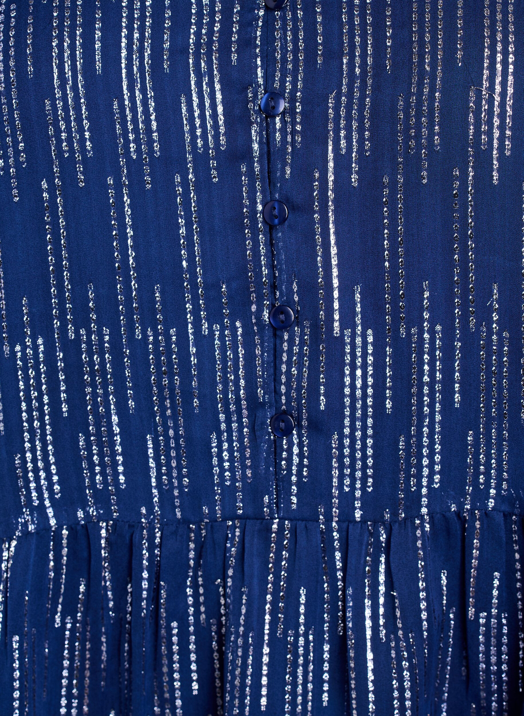 Zizzi Kort festkjole med glitterm&oslash;nster, Bl&aring;, Packshot image number 2