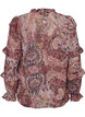 Bluse med paisley-trykk og volangdetaljer, Lilla, Packshot image number 1