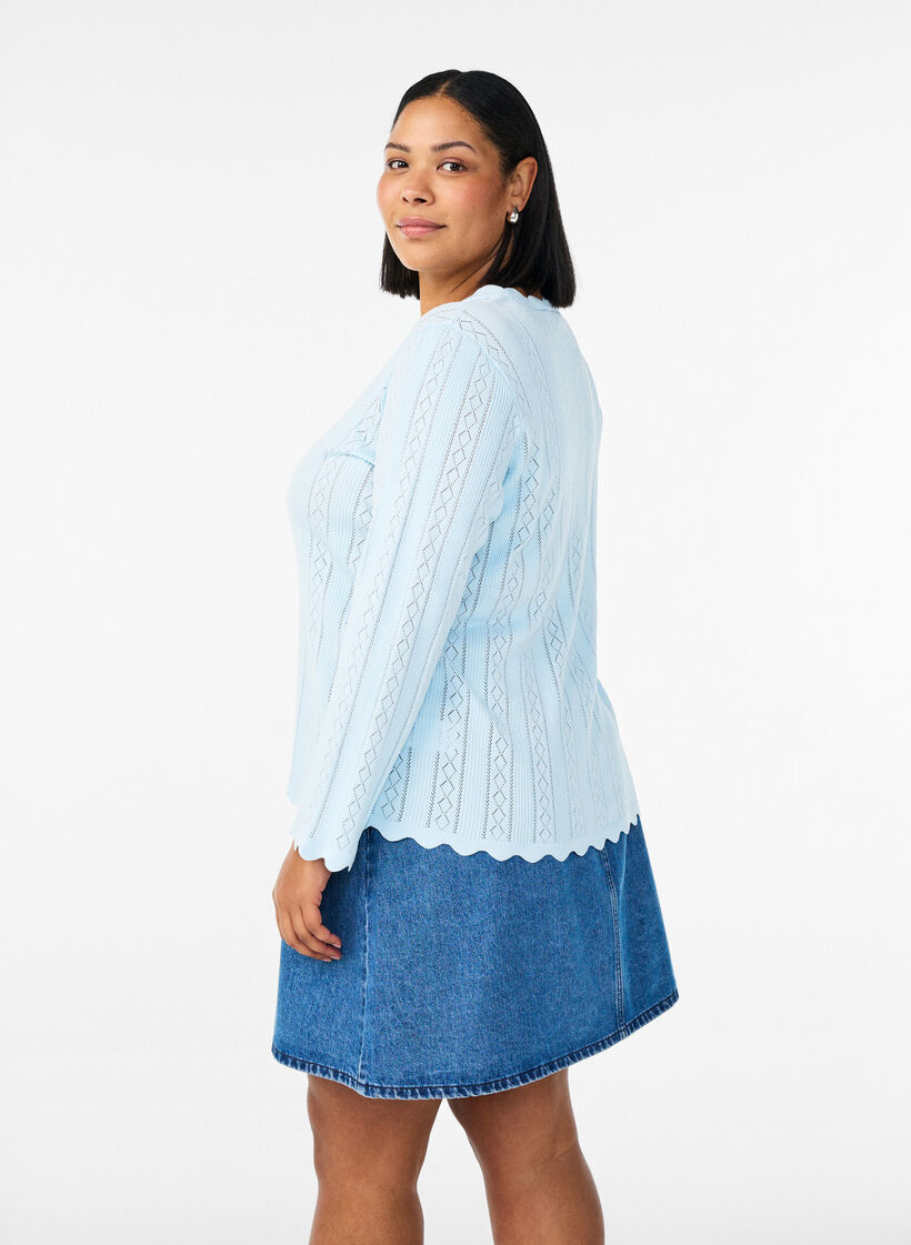 Kort denim A-linje skj&oslash;rt, Bl&aring;, Model image number 2