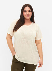 T-skjorte med nagler og rund hals, Buttercream, Model