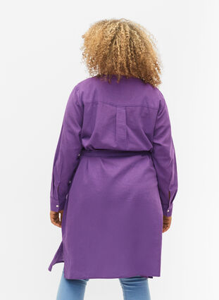 Skjortekjole med lange ermer, Deep Lavender, Model image number 1