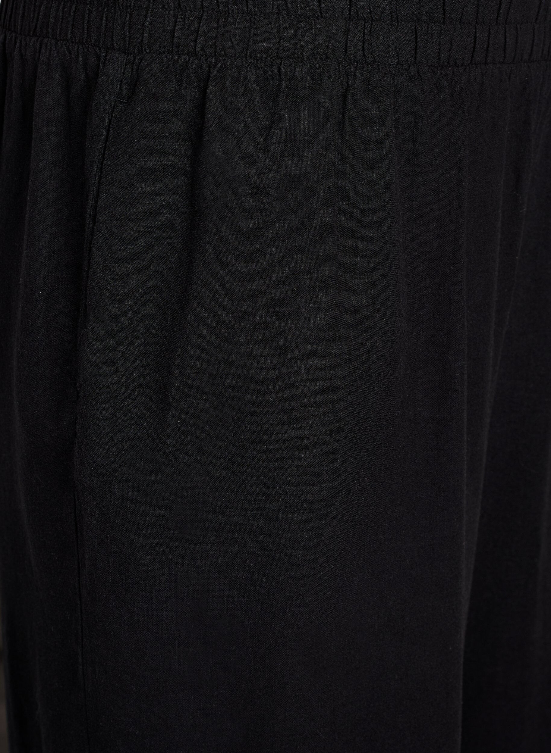 Zizzi L&oslash;se bukser i lin og viskose, Svart, Packshot image number 2