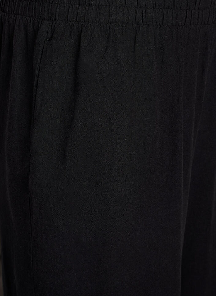 Løse bukser i lin og viskose, Black Solid, Packshot image number 2