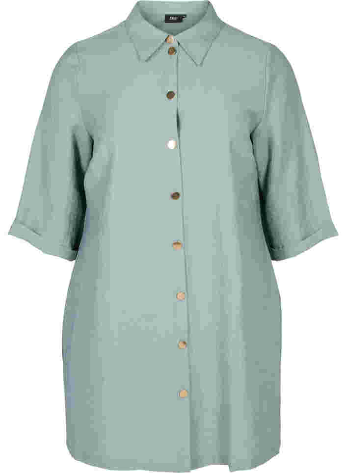 Lang skjorte med 3/4-ermer, Thyme, Packshot image number 0